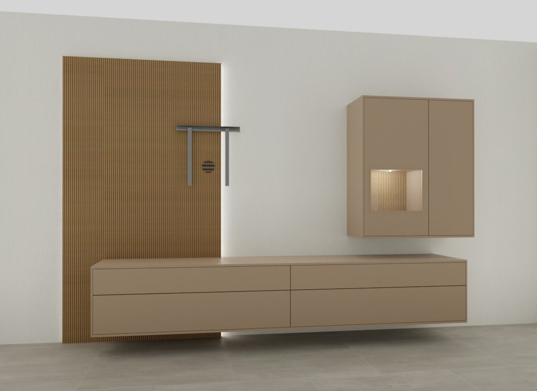 Kara Frame - Musterring - TV Wand mit Deepline Paneel